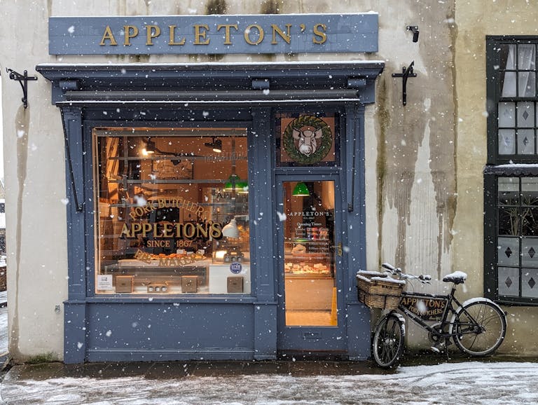Traditional butchers in the snow